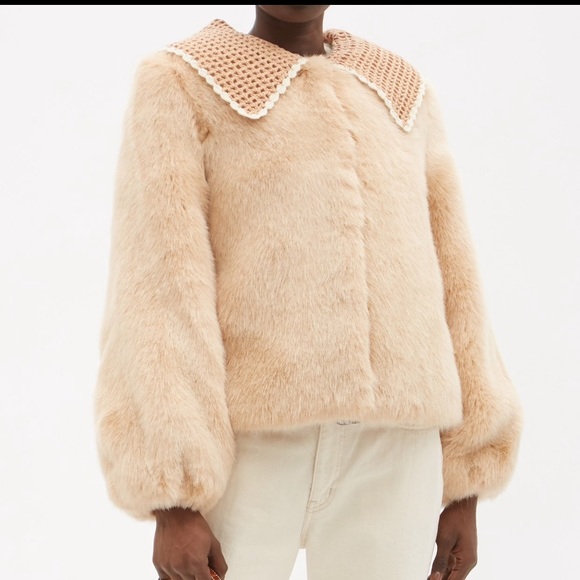 NWT Shrimps Ralph Crochet-Collar Faux Fur Jacket - Picture 6 of 11